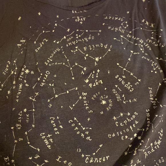 American Eagle Soft & Sexy Zodiac Tee Constellation Graphic Oversize Raw Hem Top - Picture 10 of 15